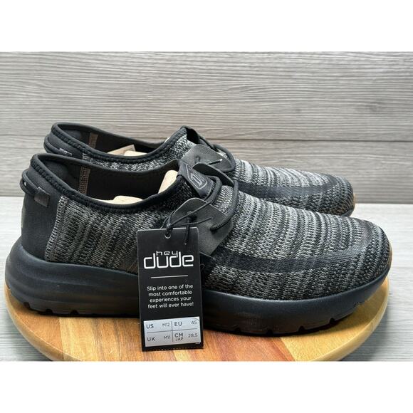 HEY DUDE SIROCCO Black KNIT Slip-On Shoes Men’s Size 12